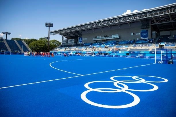Overview of the Oi Hockey Stadium - North Pitch on day two during the women's hockey group A preliminary round match between Great Britain and...