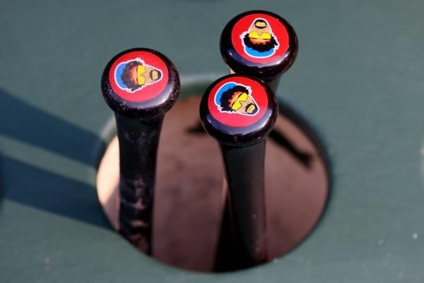 The bats of Andrew McCutchen of the Philadelphia Phillies before a game against the Philadelphia Phillies at Citizens Bank Park on July 26, 2021 in...