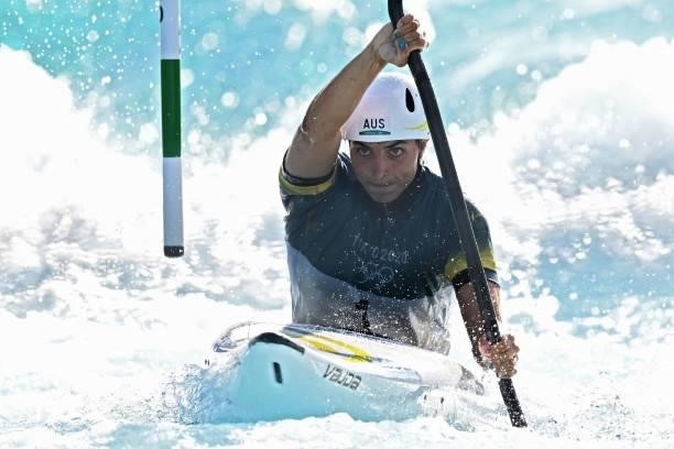 Australia's Jessica Fox competes in the women's Kayak final during the Tokyo 2020 Olympic Games at Kasai Canoe Slalom Centre in Tokyo on July 27,...