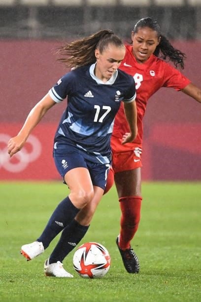 Britain's forward Georgia Stanway controls the ball during the Tokyo 2020 Olympic Games women's group E first round football match between Canada and...