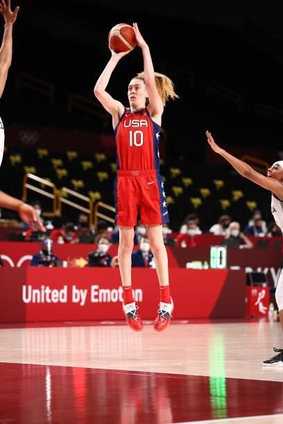 Breanna Stewart of the USA Basketball Womens National Team shoots the ball against the Nigeria Women's National Team during the 2020 Tokyo Olympics...