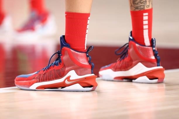The sneakers of Brittney Griner of the USA Basketball Womens National Team during the game against the Nigeria Women's National Team during the 2020...