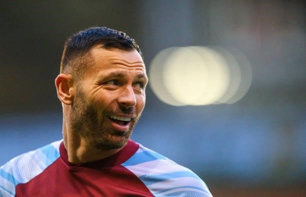 Burnley's Phil Bardsley in action during the Pre-Season Friendly match between Blackpool and Burnley at Bloomfield Road on July 27, 2021 in...
