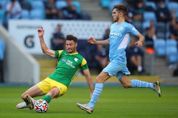 Andrew Hughes of Preston North End during the Pre Season Friendly between Manchester City and Preston North End at Manchester City Football Academy...