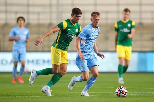 Tommy Doyle of Manchester City during the Pre Season Friendly between Manchester City and Preston North End at Manchester City Football Academy on...