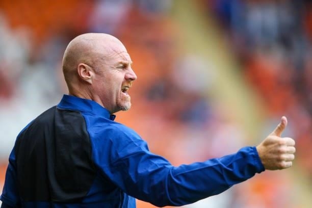 Burnley manager Sean Dyche encourages his players during the Pre-Season Friendly match between Blackpool and Burnley at Bloomfield Road on July 27,...