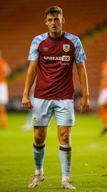 Burnley's Rob Harker during the Pre-Season Friendly match between Blackpool and Burnley at Bloomfield Road on July 27, 2021 in Blackpool, England.