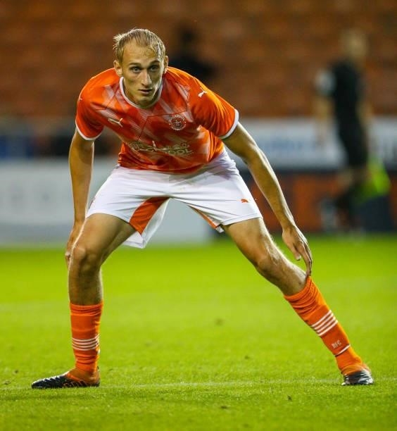 Blackpool's Ewan Bange during the Pre-Season Friendly match between Blackpool and Burnley at Bloomfield Road on July 27, 2021 in Blackpool, England.