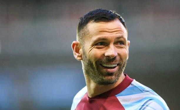 Burnley's Phil Bardsley during the Pre-Season Friendly match between Blackpool and Burnley at Bloomfield Road on July 27, 2021 in Blackpool, England.