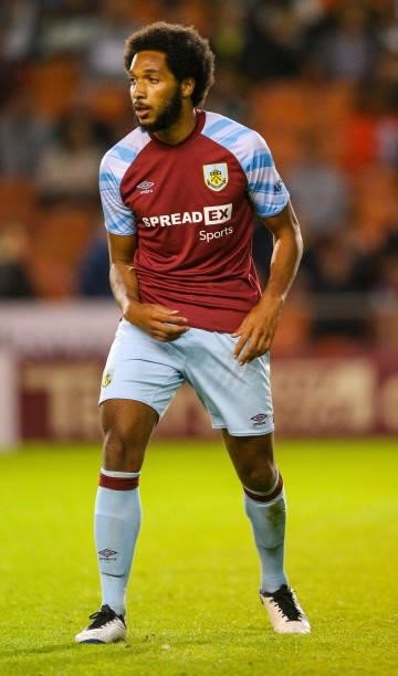 Burnley's Richard Nartey during the Pre-Season Friendly match between Blackpool and Burnley at Bloomfield Road on July 27, 2021 in Blackpool, England.
