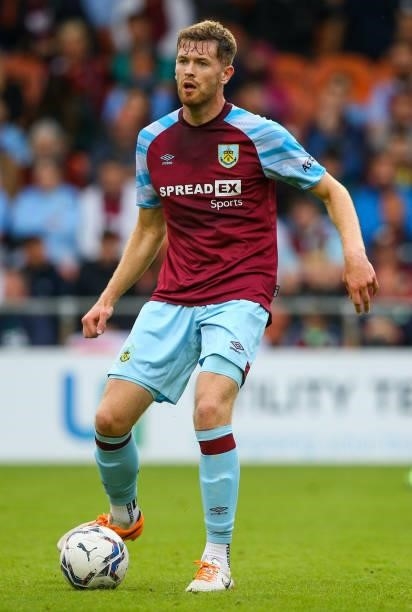 Burnley's Charlie Taylor during the Pre-Season Friendly match between Blackpool and Burnley at Bloomfield Road on July 27, 2021 in Blackpool, England.