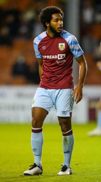 Burnley's Richard Nartey during the Pre-Season Friendly match between Blackpool and Burnley at Bloomfield Road on July 27, 2021 in Blackpool, England.