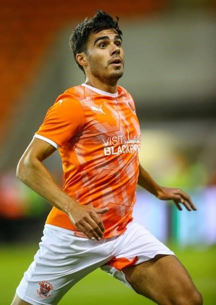 Blackpool's Reece James during the Pre-Season Friendly match between Blackpool and Burnley at Bloomfield Road on July 27, 2021 in Blackpool, England.