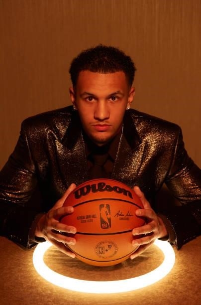 Draft prospect, Jalen Suggs poses for portraits during media availability and circuit as part of the 2021 NBA Draft on July 28, 2019 at the Westin...