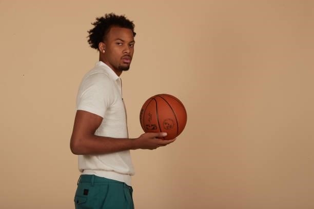 Draft Prospect, Moses Moody poses for portraits during media availability and circuit as part of the 2021 NBA Draft on July 28, 2019 at the Westin...