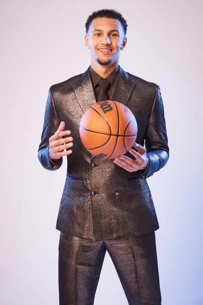 Draft prospect, Jalen Suggs poses for portraits during media availability and circuit as part of the 2021 NBA Draft on July 28, 2019 at the Westin...