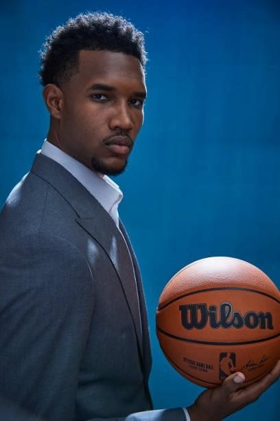 Draft prospect, Evan Mobley poses for portraits during media availability and circuit as part of the 2021 NBA Draft on July 28, 2019 at the Westin...