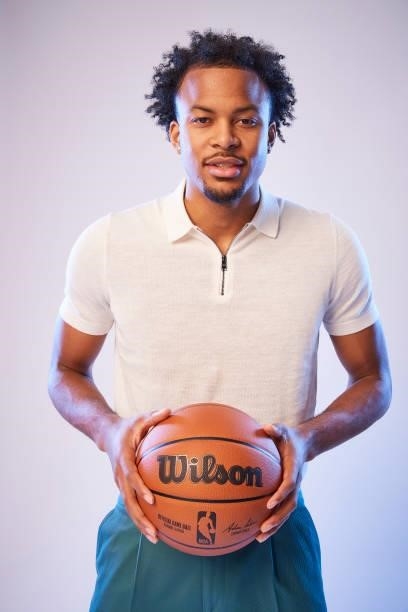 Draft Prospect, Moses Moody poses for portraits during media availability and circuit as part of the 2021 NBA Draft on July 28, 2019 at the Westin...
