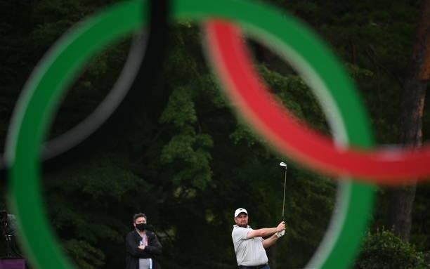 Tokyo , Japan - 29 July 2021; Shane Lowry of Ireland plays the 16th during round 1 of the men's individual stroke play at the Kasumigaseki Country...