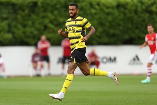 Joshua King of Watford during the Pre-Season Friendly between Arsenal and Watford at London Colney on July 28, 2021 in St Albans, England.