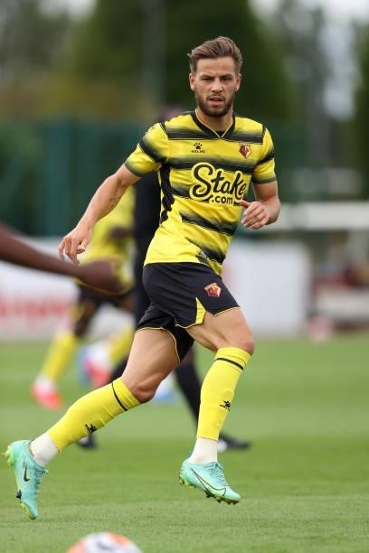 Philip Zinckernagel of Watford during the Pre-Season Friendly between Arsenal and Watford at London Colney on July 28, 2021 in St Albans, England.