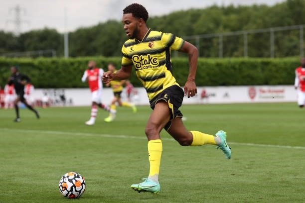 Kane Crichlow of Watford during the Pre-Season Friendly between Arsenal and Watford at London Colney on July 28, 2021 in St Albans, England.