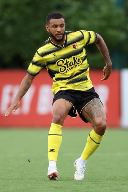 Joshua King of Watford during the Pre-Season Friendly between Arsenal and Watford at London Colney on July 28, 2021 in St Albans, England.