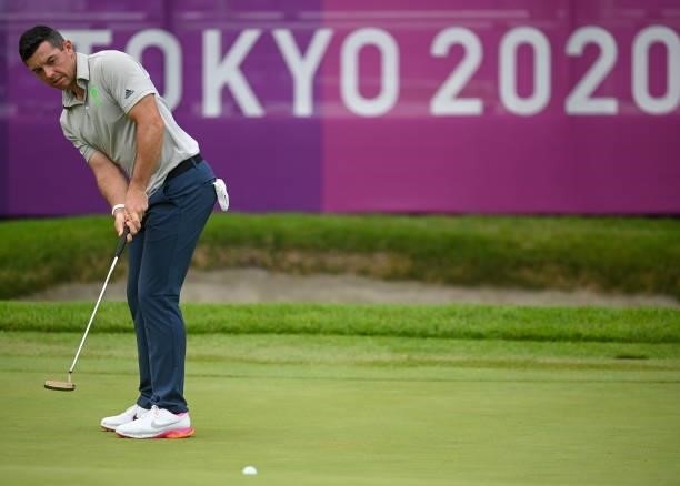 Tokyo , Japan - 29 July 2021; Rory McIlroy of Ireland on the 18th during round 1 of the men's individual stroke play at the Kasumigaseki Country Club...