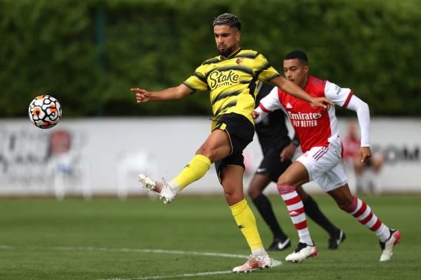 Imran Louza of Watford during the Pre-Season Friendly between Arsenal and Watford at London Colney on July 28, 2021 in St Albans, England.
