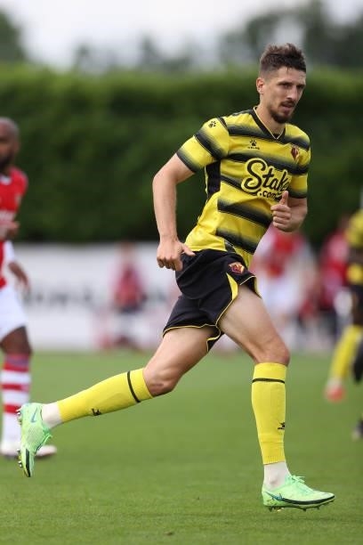 Craig Cathcart of Watford during the Pre-Season Friendly between Arsenal and Watford at London Colney on July 28, 2021 in St Albans, England.