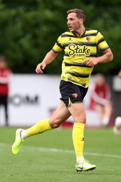 Dan Gosling of Watford during the Pre-Season Friendly between Arsenal and Watford at London Colney on July 28, 2021 in St Albans, England.