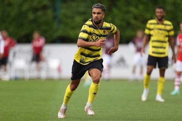 Imran Louza of Watford during the Pre-Season Friendly between Arsenal and Watford at London Colney on July 28, 2021 in St Albans, England.