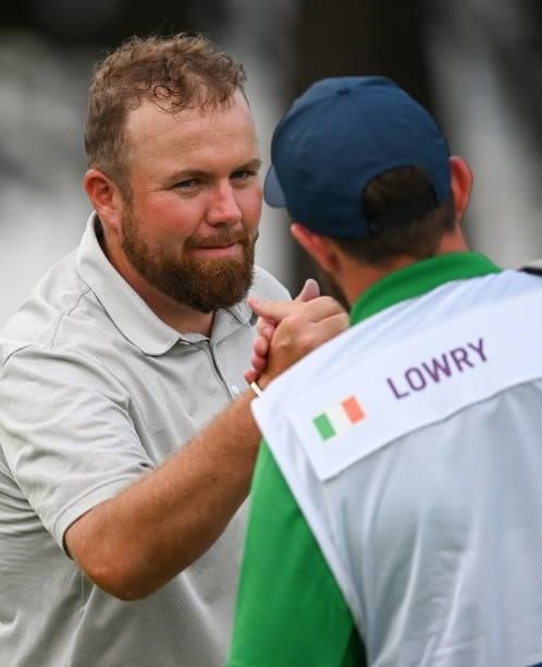 Tokyo , Japan - 29 July 2021; Shane Lowry of Ireland and caddy Alan Lowry following round 1 of the men's individual stroke play at the Kasumigaseki...