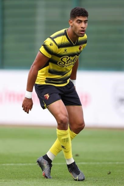 Adam Masina of Watford during the Pre-Season Friendly between Arsenal and Watford at London Colney on July 28, 2021 in St Albans, England.