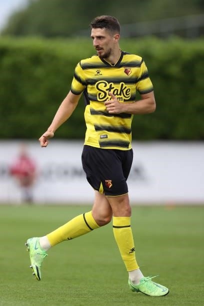 Craig Cathcart of Watford during the Pre-Season Friendly between Arsenal and Watford at London Colney on July 28, 2021 in St Albans, England.