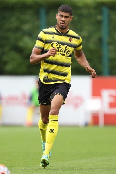 Ashley Fletcher of Watford during the Pre-Season Friendly between Arsenal and Watford at London Colney on July 28, 2021 in St Albans, England.