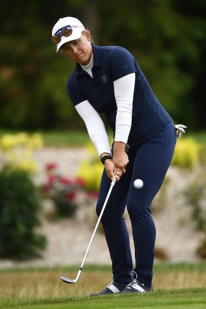 Marissa Steen of the United States chips during the first round of The ISPS HANDA World Invitational at Massereene Golf Club on July 29, 2021 in...