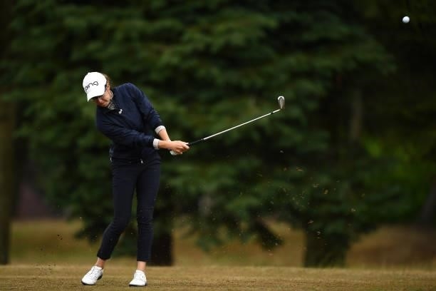 Mireia Prat of Spain hits an approach shot during the first round of The ISPS HANDA World Invitational at Massereene Golf Club on July 29, 2021 in...