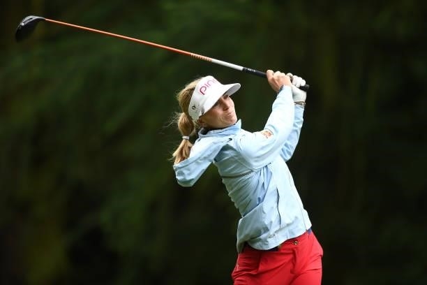 Noemi Jimenez Martin of Spain tees off during the first round of The ISPS HANDA World Invitational at Massereene Golf Club on July 29, 2021 in...