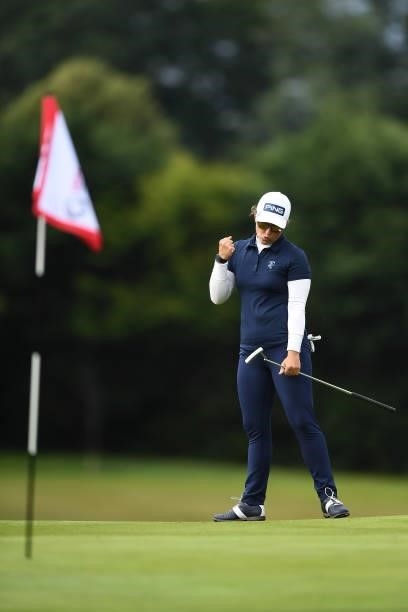 Marissa Steen of the United States reacts to a putt during the first round of The ISPS HANDA World Invitational at Massereene Golf Club on July 29,...