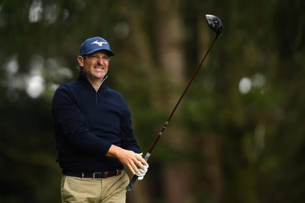 David Dixon of England tees off during the first round of The ISPS HANDA World Invitational at Massereene Golf Club on July 29, 2021 in Antrim,...