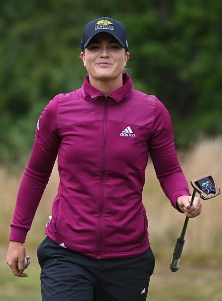 Annabel Dimmock of England looks on during the first round of The ISPS HANDA World Invitational at Galgorm Spa & Golf Resort on July 29, 2021 in...