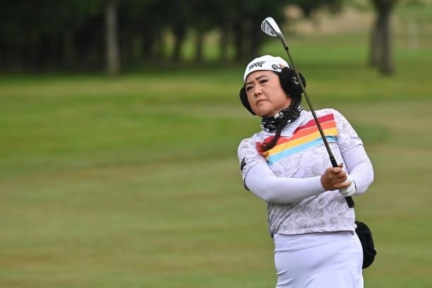 Christina Kim of the United States hits an approach shot during the first round of The ISPS HANDA World Invitational at Galgorm Spa & Golf Resort on...
