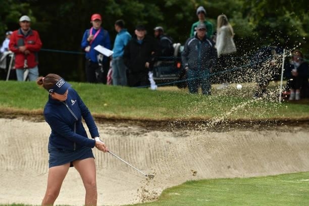Georgia Hall of England hits a bunker shot during the first round of The ISPS HANDA World Invitational at Galgorm Spa & Golf Resort on July 29, 2021...