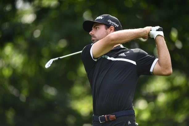 Alejandro Del Rey of Spain tees off during the first round of The ISPS HANDA World Invitational at Massereene Golf Club on July 29, 2021 in Antrim,...