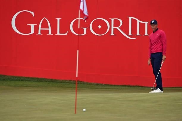 Matthias Schmid of Germany watches a putt during the first round of The ISPS HANDA World Invitational at Galgorm Spa & Golf Resort on July 29, 2021...