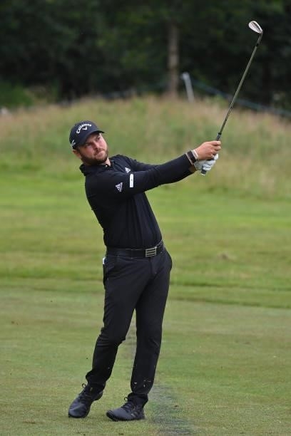 Jordan Smith of England hits an approach shot during the first round of The ISPS HANDA World Invitational at Galgorm Spa & Golf Resort on July 29,...