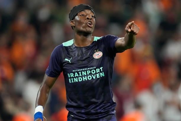 Noni Madueke of PSV during the UEFA Champions League match between Galatasaray v PSV at the Turk Telekom Stadium on July 28, 2021 in Istanbul Turkey