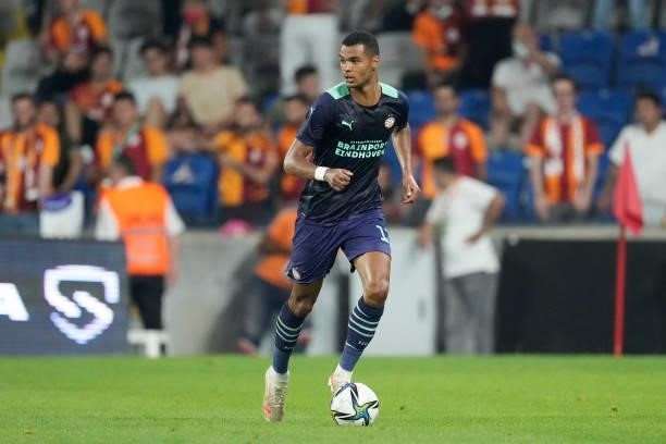 Cody Gakpo of PSV during the UEFA Champions League match between Galatasaray v PSV at the Turk Telekom Stadium on July 28, 2021 in Istanbul Turkey