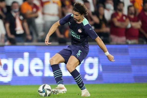Andre Romalho of PSV during the UEFA Champions League match between Galatasaray v PSV at the Turk Telekom Stadium on July 28, 2021 in Istanbul Turkey